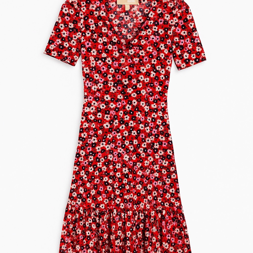 Michael Kors Red Floral Midi Dress